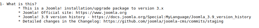 Joomla readme example