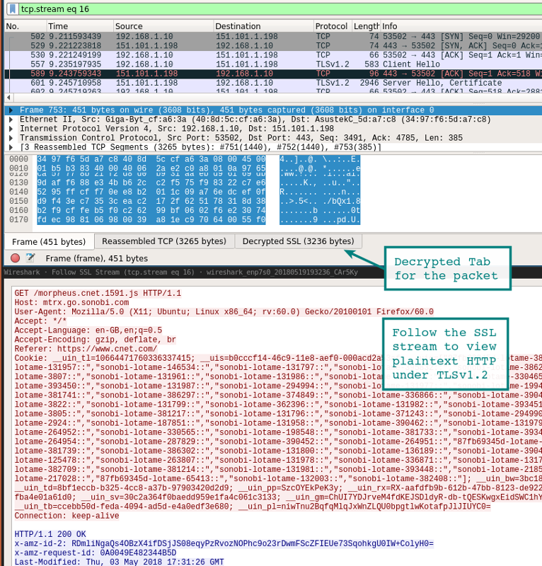 Wireshark Follow SSL Stream Screenshot